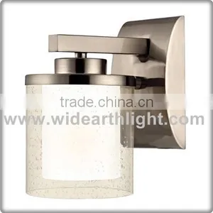 UL CUL Listed Brushed Nickel Hotel Bath Wall Mounted Light With Glass Shade W40338 thumbnail-1