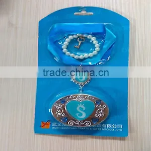 Two Pcs/set Beaded Bangle& Bracelet Girls Ribbon Necklace With Pendant Jewelry Set thumbnail-2