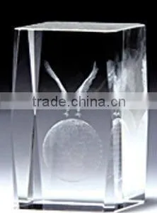 The Edge Pressing Cuboid 3D Laser Engraved Crystal Cube Glass Cube thumbnail-1