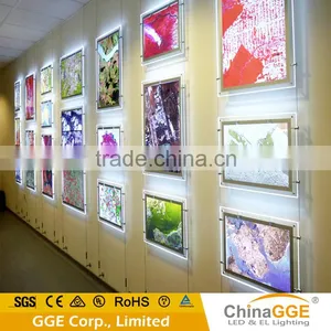 Hanging Battery Powered LED Pictures Frame Light Acrylic Magnetic Real Estate Agent Triple LED LIght Box thumbnail-1