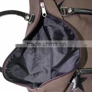 Leather Stars Decoration Canvas Cheap Shoulder Shopping Bag Supplier thumbnail-4