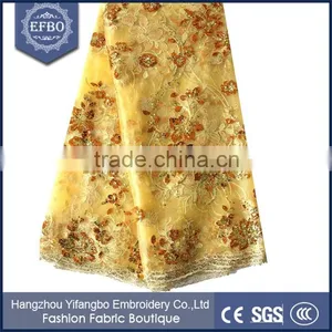 2016 Reliable Supplier in China Embroidered Bridal Tulle Fabric Wholesale Cheap Price African French Lace With Sequins thumbnail-1
