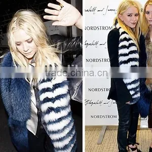 Hot Sale Luxury Genuine Fox Fur Block Color Fur Shawl thumbnail-6