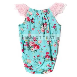 SALE!!! Novel Style Romper, Baby Girl's Cotton Romper With Lace Cap Sleeve Romper thumbnail-5