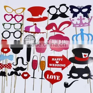 STOCK for Wedding, Birthday, Party - Fun Accessories Glass Cap Moustache Lips Bow Ties, Pack of 31Wisehands Photo Booth Props thumbnail-1