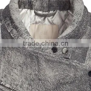 Gray Vintage Leather Biker Jacket for Woman thumbnail-3