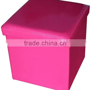 Stronger!! Pink PVC Leather Folding Storage Stool thumbnail-1