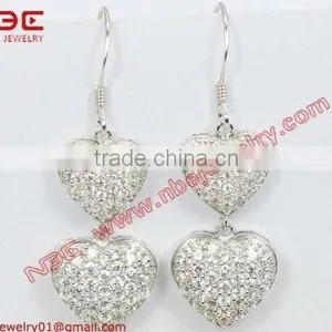 Hot Sale Cheep 925 Silver Earrings Jewelry,romantic Heart Design Silver Jewellery,morden 925 Silver Cubic Zircon Earrings thumbnail-1