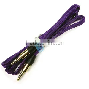 Shoelace Style Fabric Braided 3.5mm Male to Male Stereo Audio Aux Cable for IPhone/iPad/iPod thumbnail-1