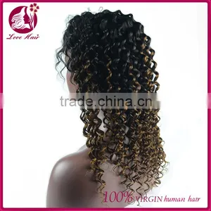 Qingdao Supplier Wholesale 100% Human Hair Jerry Curly Lace Front Wig Virgin Full Lace Wig Ombre Wig thumbnail-3