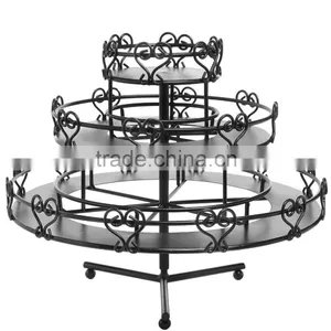 Black 3-Tier Wedding Cake Heart Design Rotating Metal Nail Polish Display Stand Organizer Rack thumbnail-2