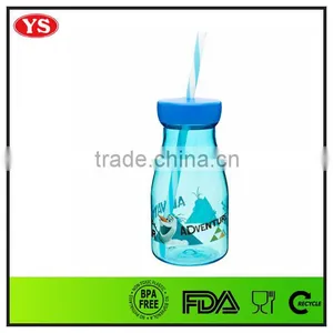 12oz Promotion Bpa Free Plastic Single Wall Milk Bottle With Straw thumbnail-6