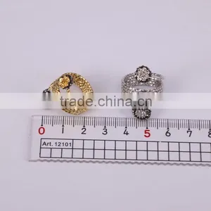 Fashion Flower Design Fashion Druzy Ring, Gold Plated Metal Ring, Pave Setting Crystal Jewelry Finger Gem Natural Stone Ring thumbnail-3
