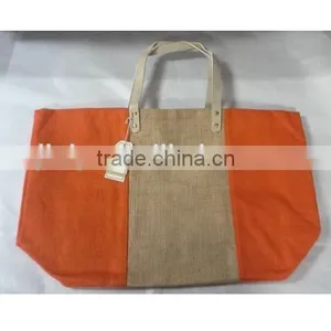 New Fashion Orange Tan Jute Tote Bag thumbnail-2