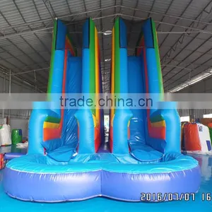 2016 New Design High Inflatable Water Slide Double Lane Wet Slide thumbnail-1