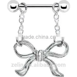 Fashion Body Piercing Jewelry Stainless Steel Butterfly Dangle Nipple Ring thumbnail-1