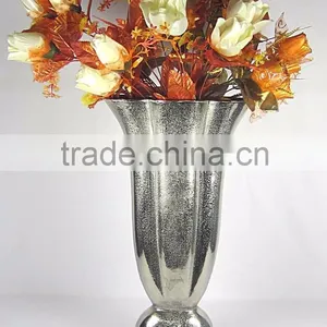 Silver Metal Flower Vase, Nickle Plated Metal Vase,Trumpet Vase thumbnail-1