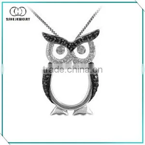 Hot Sale Black and White Zircon Owl Jewelry Pendant Manufacturers thumbnail-1
