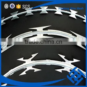 450mm Coil Diameter Concertina Electric Galvanized/hot-dipped Galvanized Razor Barbed Wire thumbnail-1