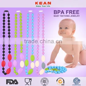 BPA Free Silicone Jewellry Accessories Beaded Necklace for Baby Teething Chew thumbnail-1