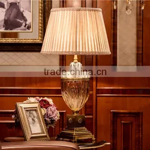 Metal Lampstand Glass Table Lamp With Fabric Lampshade thumbnail-1