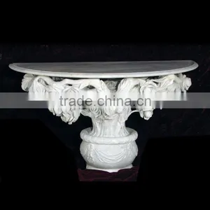 Rose Vine Designed White Marble Table thumbnail-1