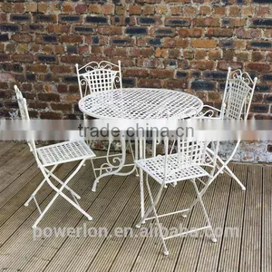 Ornate Wrought Iron 4 Folding Chair 90cm Circular Patio Set thumbnail-1