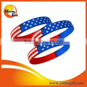 USA Flag Printed Silicone Wristband thumbnail-1
