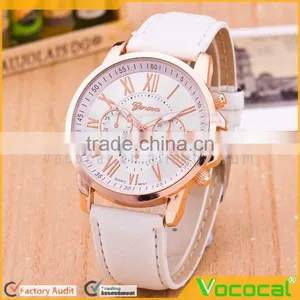Fashion Lady Women PU Leather Strap Wrist Watch Quartz Wristwatch White thumbnail-1