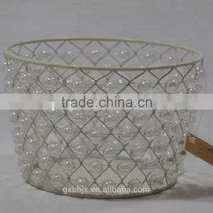 Metal Wire Storage Basket With Bead thumbnail-1