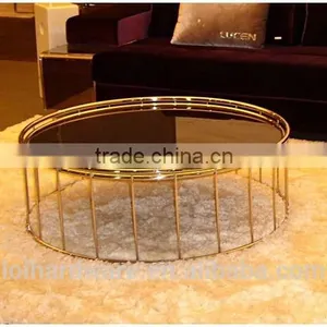 Round Coffee Table With Metal Base thumbnail-2