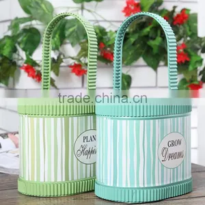 Oval Colour Painted Metal Flower Planter With Handles thumbnail-1