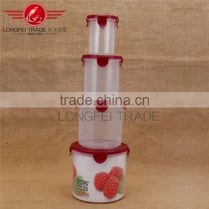 OEM Household 4pcs Cylindrical Plastic Preservation Box / Food Storage Box With Lid thumbnail-1