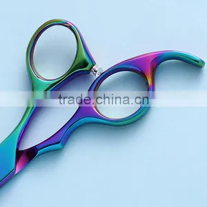 CS-65JQ 6.5inch Rainbow Color Downward Curved Ergonomic Handle Pet Grooming Professional Hair Cutting Scissors thumbnail-3