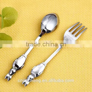New Design Hot Selling Rabbit Shape Zinc Material Kids Spoon and Fork Cutlery Set thumbnail-3