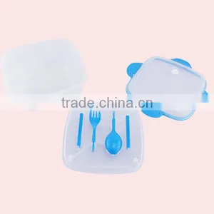 1200ml Square Double Layer Transparent Lunch Box With Lock thumbnail-2