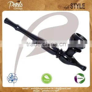Popular Hi-polish Low Cost Ebony Wood Smoking Pipe for Sale thumbnail-1