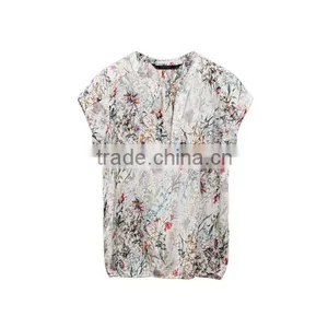 Smart Casual Clothing Korean Style Short Sleeves Print Blouses Pictures Down Blouse thumbnail-2