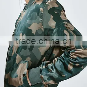 Hot Sale Lady Shiny Camo Print Bomber Jackets Customized China thumbnail-2