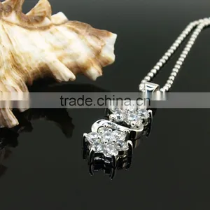 Women 925 Silver Necklace Fashion Stone Zircon Rhodium Plated thumbnail-1