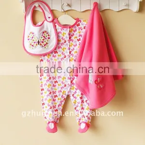 2011 Autumn Mom and Bab Baby Romper Set 100% Cotton Embroider 3pcs thumbnail-1