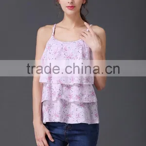Floral Summer Cotton Maternity Chemise Breastfeeding Vest Nursing Tanks thumbnail-3