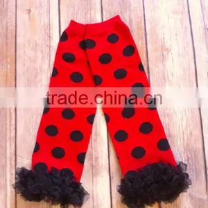 Hot Pink Baby Girls Stripes Pattern Leg Warmers With Chiffon Ruffle Baby Legging Clothing thumbnail-2