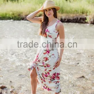 Match Mom And Daughter Clothing Mommy And Me Vintage Style Beach Dress With Flower thumbnail-2