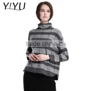 Winter Fall Cashmere Pullover Women Long Sleeve Geometric Knit Sweater thumbnail-1