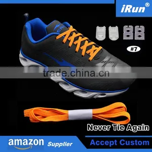 Expand Flexies Neon Orange Elastic Flat No More Lacing System Shoelaces With Buckles and Lock Ends - Accept Custom thumbnail-1