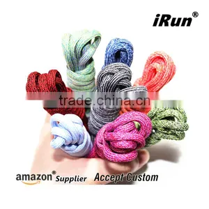 Regular Rope Variegated Pattern Shoelaces for Runners Shoes - Custom Packaging Regular Laces With Plastic Tips - White / Black thumbnail-5