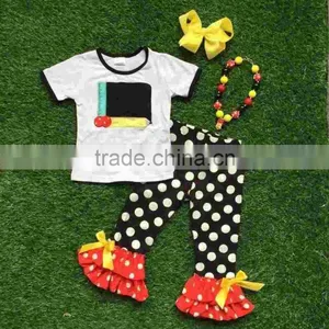 2016 Baby Girls Boutique Outfits Girls Summer Capri Clothing Baby Girls Back to School Otufits With Accessories thumbnail-1