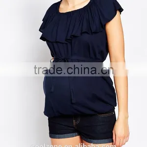 Regular Fit Lightweight Fabric Self-tie Belt Maternity Tee Wholesale Maternity Clothes thumbnail-5