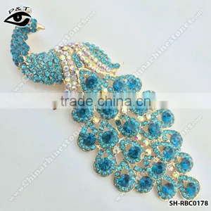 Peacock Blue Rhinestone Brooch Pins Blue Zircon Color Brooches for Garment thumbnail-1